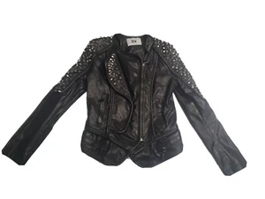 SX Punk Rivet faux leather PU Jacket Women fashion Biker Jacket Black... - Picture 1 of 10