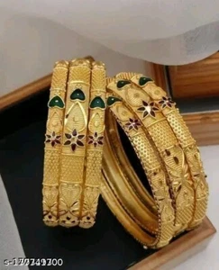 Brazalete nupcial dorado de piedra Kundan Bollywood joyería de boda india - Imagen 1 de 2