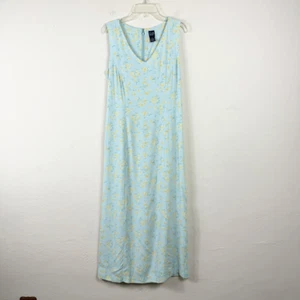Vintage y2k GAP Light Blue & Yellow Floral Sleeveless Maxi Dress Size 4 - Picture 1 of 5