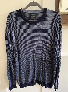 Nordstrom Pullover Knit Sweater Men's 2XL Navy Striped Crew Neck Used๐บ๐ธ๐ฅ - Picture 1 of 3