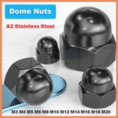 Hutmutter Edelstahl hohe Form A2 V2A rostfrei Hutmuttern Muttern M3-M24 Schwarz - Bild 1 von 4