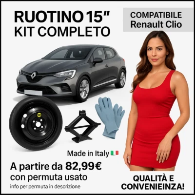 Platzsparend Notrad 15 " Für Renault Clio Mit Cric Geeignet Geschenk + - Bild 1 von 4