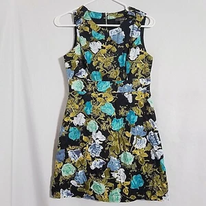 Twenty One 21 Black Blue Roses Party Dress Fully Lined Size Medium BEAUTIFUL!! - Picture 1 of 6