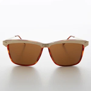 Gold Brow Line Vintage Sunglasses Brown / Brown Lens - Spinderella - Picture 1 of 3