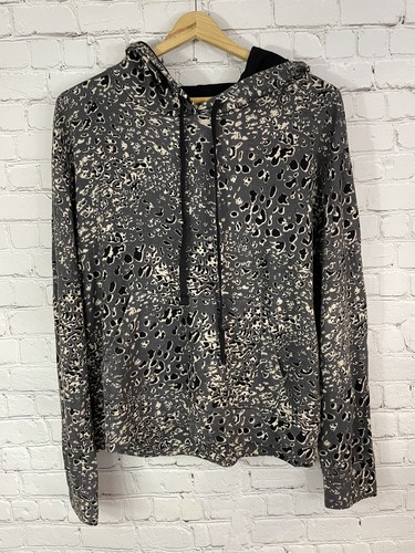 OFF WHITE SUNDRY Felpa con Cappuccio Donna Leopardata Accogliente Avena Off White Taglia 3 Made USA