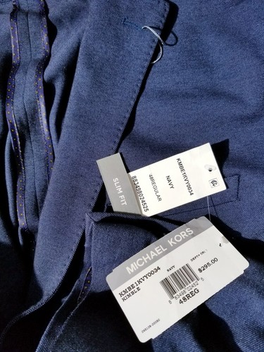 Giacca cappotto sportivo blazer elasticizzato Michael Kors 48R SLIM FIT maglia blu nero