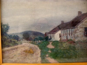 Antique George A Hays Country Cottage Landscape WC Painting - Picture 1 of 8