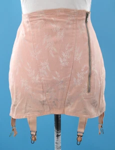 Vintage Damen 40er 50er rosa Blumen Reißverschluss vorne Gürtel mit Strumpfband 40er 1950s Dessous - Bild 1 von 21