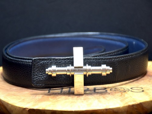 Autentica cintura da uomo Givenchy fibbia reversibile in pelle taglia 36