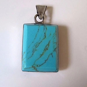 Colgante Marrón Reversible Plata Esterlina 925 Mexicano Piedra Turquesa - Imagen 1 de 3