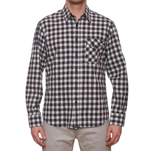 BILLY REID Gray-White Plaid Cotton Casual Shirt NEW US L Standard Cut - Picture 1 of 5