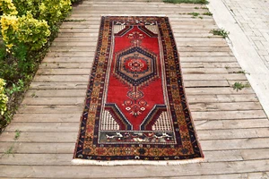 Alfombra Turca 3x6 Anudada a Mano Antigua Alfombra Anatolia 93x203cm Alfombra Rústica - Imagen 1 de 9