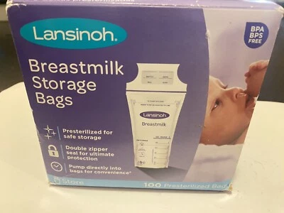 Bolsas de almacenamiento de leche materna Lansinoh 100 unidades bolsas de leche 6 onzas NUEVO Foto 1 de 4