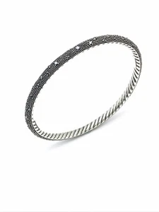 David Yurman Armreif Armband mit schwarzen Diamanten und Sterlingsilber - Bild 1 von 5