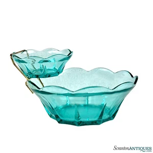 Mid-Century Swedish Modern Turquoise Blue Chip & Dip Serving Bowls - Picture 1 of 8