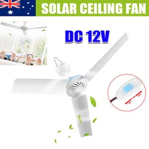 1/2x Solar Power 12V Ceiling Fan 3Blades 0.7AMP Caravan Camping Outdoor Portable - Picture 1 of 18
