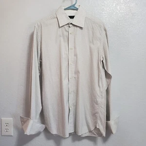 Ted Baker London Archive Hemd Herren 15,5 weiß Hahnentritt Knopfleiste französische Manschetten - Bild 1 von 13