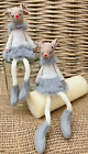 Mice Mouse Shelf -Sitting Dangly Legs In Fur Set of 2 Decoration NOT TOY 6277