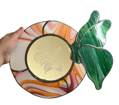 Espejo de vitral vintage vidrio colgante arte de pared decoración boho mariposa Foto 1 de 4