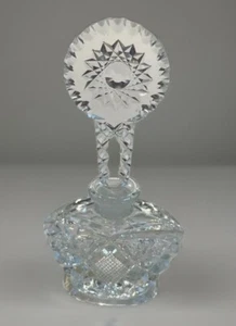 Vintage Cut Crystal Glass Perfume Bottle W/ Faceted Stopper & Long Dauber - Picture 1 of 11