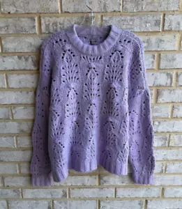 Aerie Long Sleeve Purple Oversized Chunky Open Knit Sweater Women's Size M - Picture 1 of 8