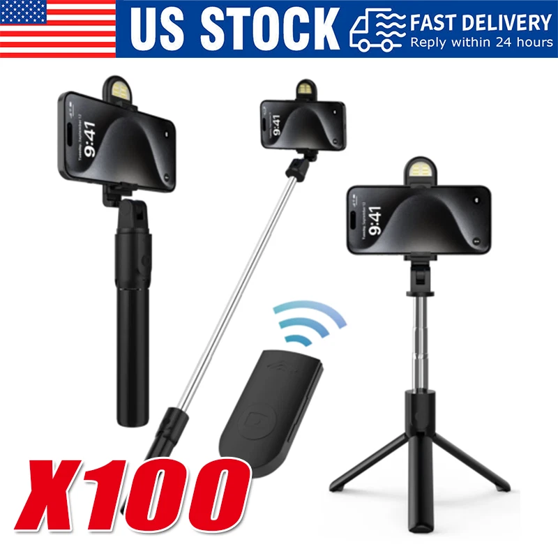 US Selfie Stick Tripod Remote Desktop Stand Phone Holder For iPhone Samsung LOT - Image 1 of 4
