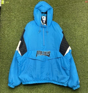 Carolina Panthers Starter Jacket Mens XL Pro Line NFL Quarter Zip Pouch Blue - Picture 1 of 15
