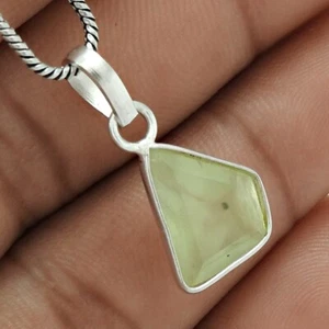 Colgante de piedras preciosas de prehnita natural bohemio de plata de ley 925 para mujer I19 - Imagen 1 de 8