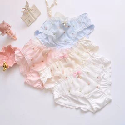 Lotes de 4 bragas de satén para mujer ropa interior con volantes brillantes bragas descaradas hipsters Foto 1 de 4