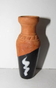 MINIATURE DOLLHOUSE TERRACOTTA & BLACK GLAZE STANDING URN FLORAL POT 3" H - Bild 1 von 5