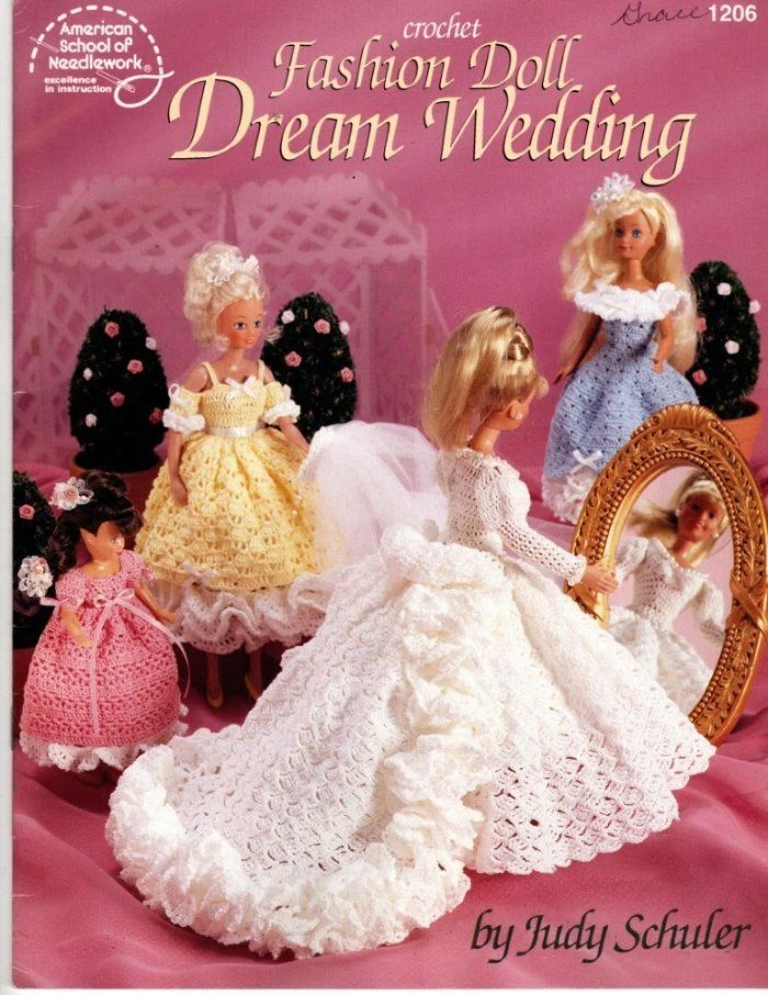 OOP!! CROCHET FASHION DOLL DREAM WEDDING 4 PRETTY DESIGNS - Image 1 of 1