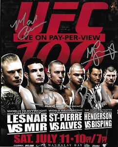 Frank Mir Mark Coleman Dan Henderson & Michael Bisping Signed UFC 100 8x10 Photo