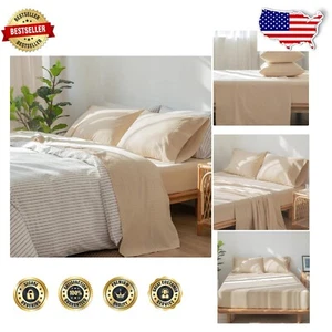 Juego de cama Queen de algodón lavable a máquina con fundas de almohada - Beige Relajación - Imagen 1 de 8