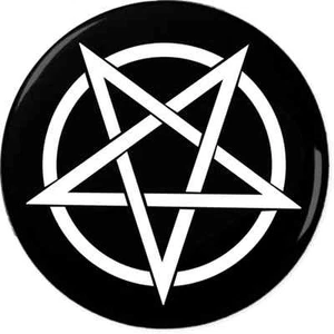 Pentagram Pin-Back Button 6 Sizes Inverted Upside Down Death Metal Punk Satan  - Picture 1 of 2