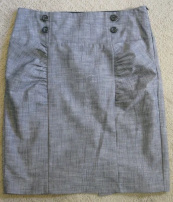 Heart Soul Gray Ruched Side Pencil Skirt Junior's Size 9 Button Detail EUC - Image 1 of 4
