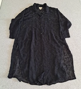 Vintage Fashion Bug Shirt Woman 2X Black Sheer Top Witchy Whimsy Fairy Goth Y2K - Picture 1 of 7