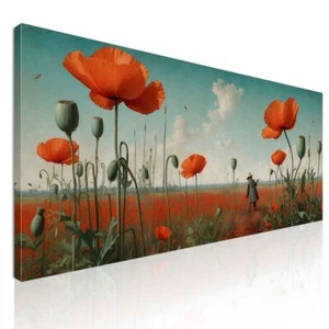 Quadro Botanico Papaveri Rossi In Un Campo Estivo , bow33 quadro stampa su tela - Imagen 1 de 6