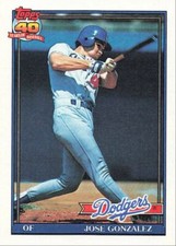 1991 Topps Baseball Jose Gonzalez Los Angeles Dodgers #279