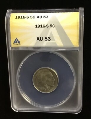 1916-S Buffalo Nickel ANACS AU 53 - Image 1 of 4