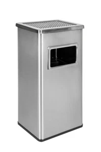 Standaschenbecher Mülleimer Aschenbecher 61cm 45 Liter Silber - Bild 1 von 11