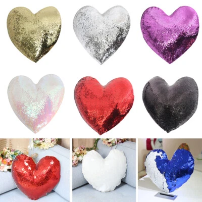 50Pcs Blank Heart Shape Sequin Pillowcase Cushion Cover for Sublimation Printing - Image 1 of 4