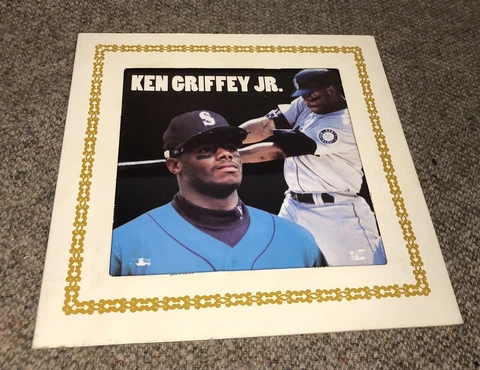 Vintage Ken Griffey Jr Seattle Mariners Framed Carnival Glass Prize 8x8  Picture Cover