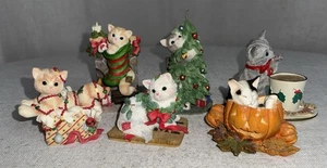 Vintage Calico Kittens Cats + Lenox Christmas Holiday lot of 6 Figures Figurines - Picture 1 of 5