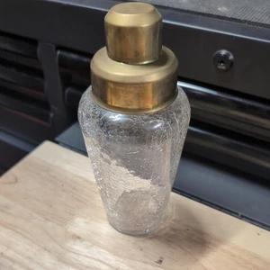 Vintage Cocktail Martini Shaker Awesome Crackle Glass Germany  - Picture 1 of 10