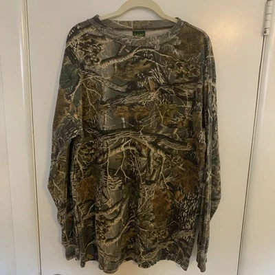 Cabelas Seclusion 3D Camouflage CAMO LS Pocket Hunting Cotton T shirt - Image 1 of 4