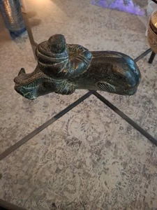 Wolf Original Inuit Riding Whale Soapstone Sculpture 7.5"  Canada - Picture 1 of 4