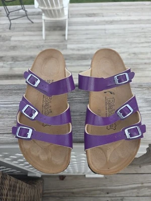 Birkenstock Papillio Florida Sandals Sz 39 3 Strap Purple  - Image 1 of 4