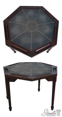 F70737: English 7 Seat Vintage Mahogany Poker Table - Image 1 of 4