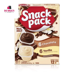 Snackpaket Puddingbecher mit Schokoladen- und Vanillegeschmack Familienpackung 12 Stück - Bild 1 von 10
