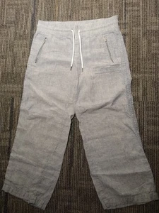 Athleta Cabo Linen Wide Leg Pants Women's Size 10P Blue Drawstring Pockets Beach - Picture 1 of 10
